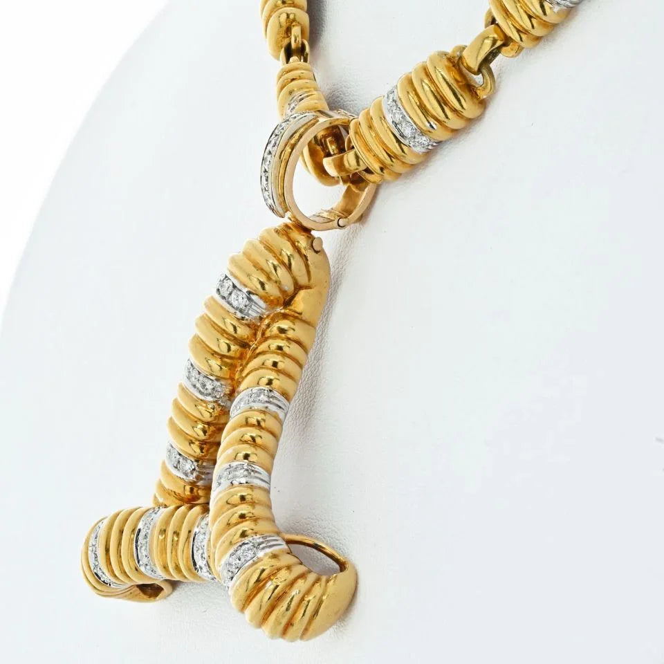 Gucci 18K Yellow Gold Diamond Link And Pendant Necklace - The Back Vault