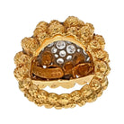 Van Cleef & Arpels 18K Yellow Gold Pave Diamond Cluster Textured Beaded Ring - The Back Vault