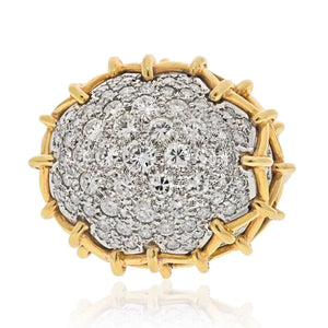 David Webb Platinum & 18K Yellow Gold Geodesic Dome Diamond Ring