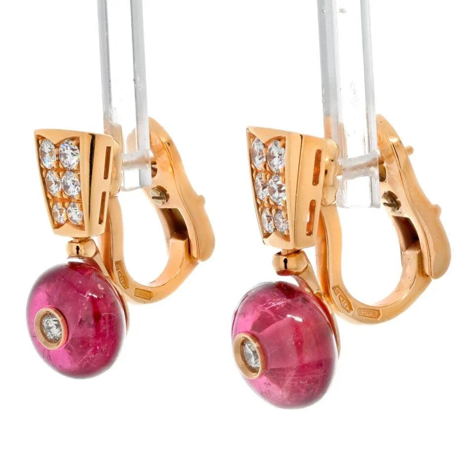 Bvlgari 18K Yellow Gold Tourmaline, Diamond Earrings - The Back Vault