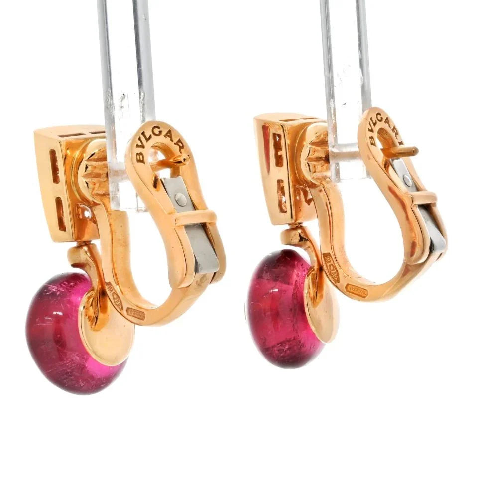 Bvlgari 18K Yellow Gold Tourmaline, Diamond Earrings - The Back Vault