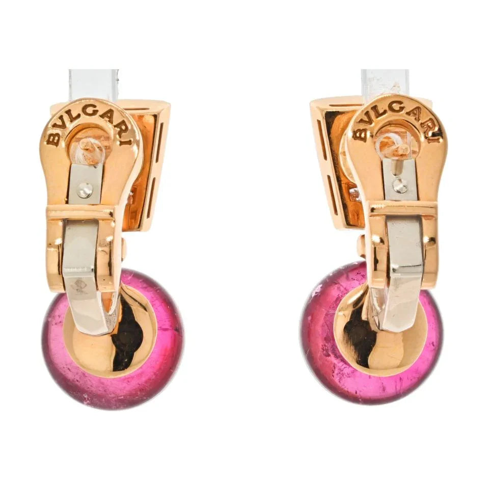 Bvlgari 18K Yellow Gold Tourmaline, Diamond Earrings - The Back Vault