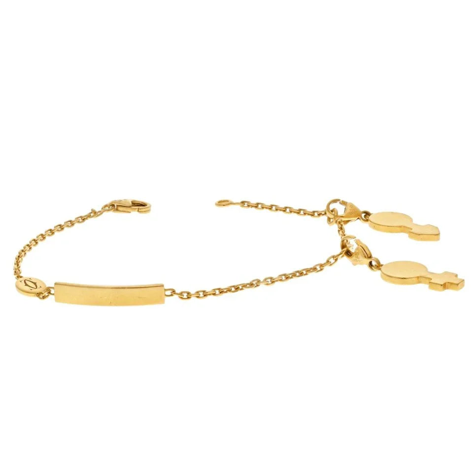 Cartier 18K Yellow Gold ID Plate His And Hers Charms Chain Bracelet - The Back Vault
