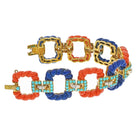 14K Yellow Gold 1960's Turquoise Lapis Coral Bracelet - The Back Vault