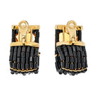 18K Yellow Gold Black Enamel Citrine Diamond Earrings - The Back Vault