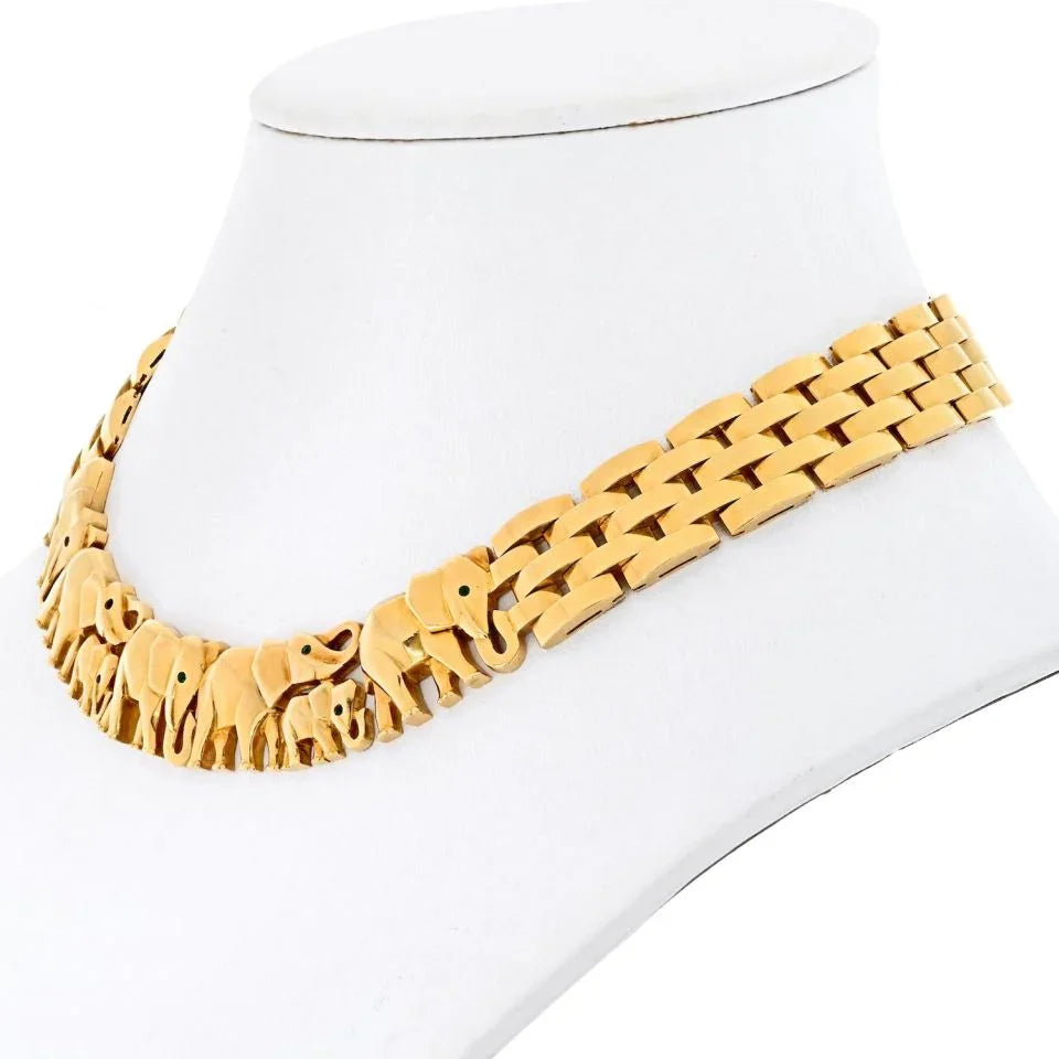 Cartier 18K Yellow Gold Walking Elephant Maillon Necklace - The Back Vault