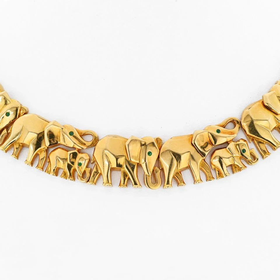 Cartier 18K Yellow Gold Walking Elephant Maillon Necklace - The Back Vault