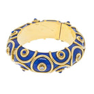 18K Yellow Gold Blue Enamel And Diamond Bracelet - The Back Vault