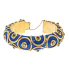 18K Yellow Gold Blue Enamel And Diamond Bracelet - The Back Vault
