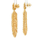 18K Yellow Gold 7.15 cttw Diamond Feather Drop Dangling Earrings - The Back Vault