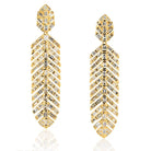 18K Yellow Gold 7.15 cttw Diamond Feather Drop Dangling Earrings - The Back Vault
