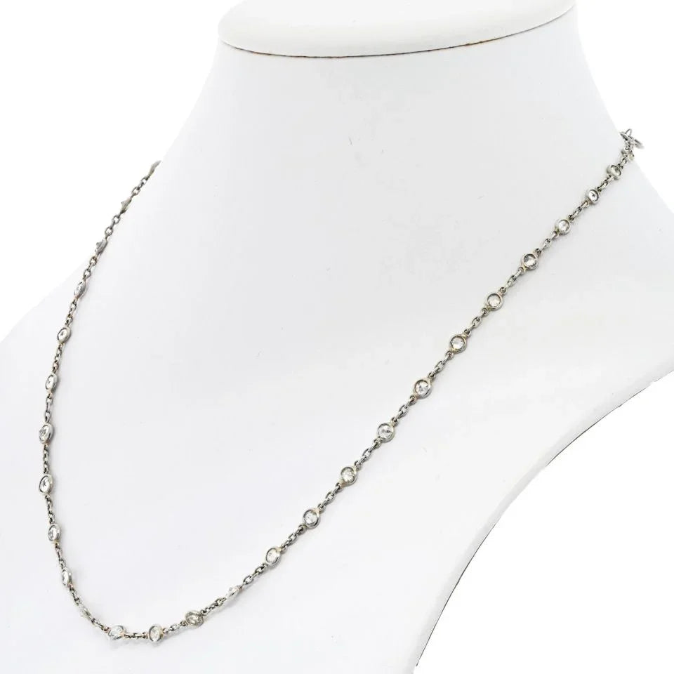 Platinum 7.50cttw Round Cut Diamond 18 Inches Diamonds by the Yard Necklace - The Back Vault