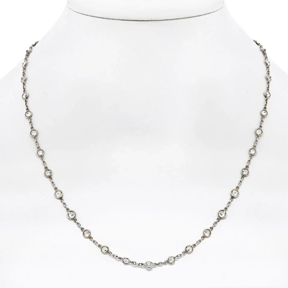 Platinum 7.50cttw Round Cut Diamond 18 Inches Diamonds by the Yard Necklace - The Back Vault