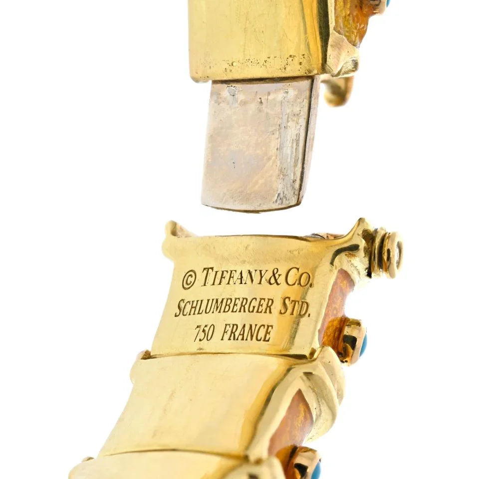 Tiffany & Co. Schlumberger Platinum & 18K Yellow Gold Coper Turquoise Bracelet - The Back Vault