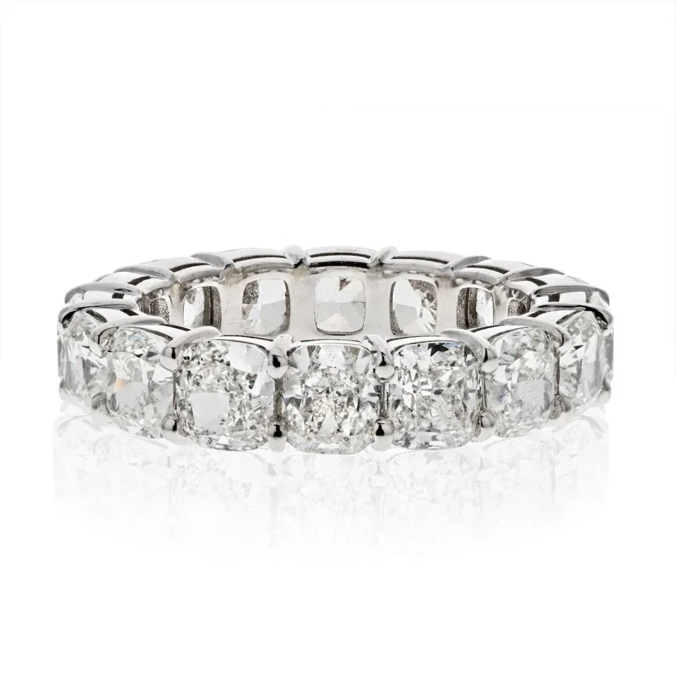 18K White Gold 8.04cttw Cushion Cut GIA Diamond Eternity Band - The Back Vault