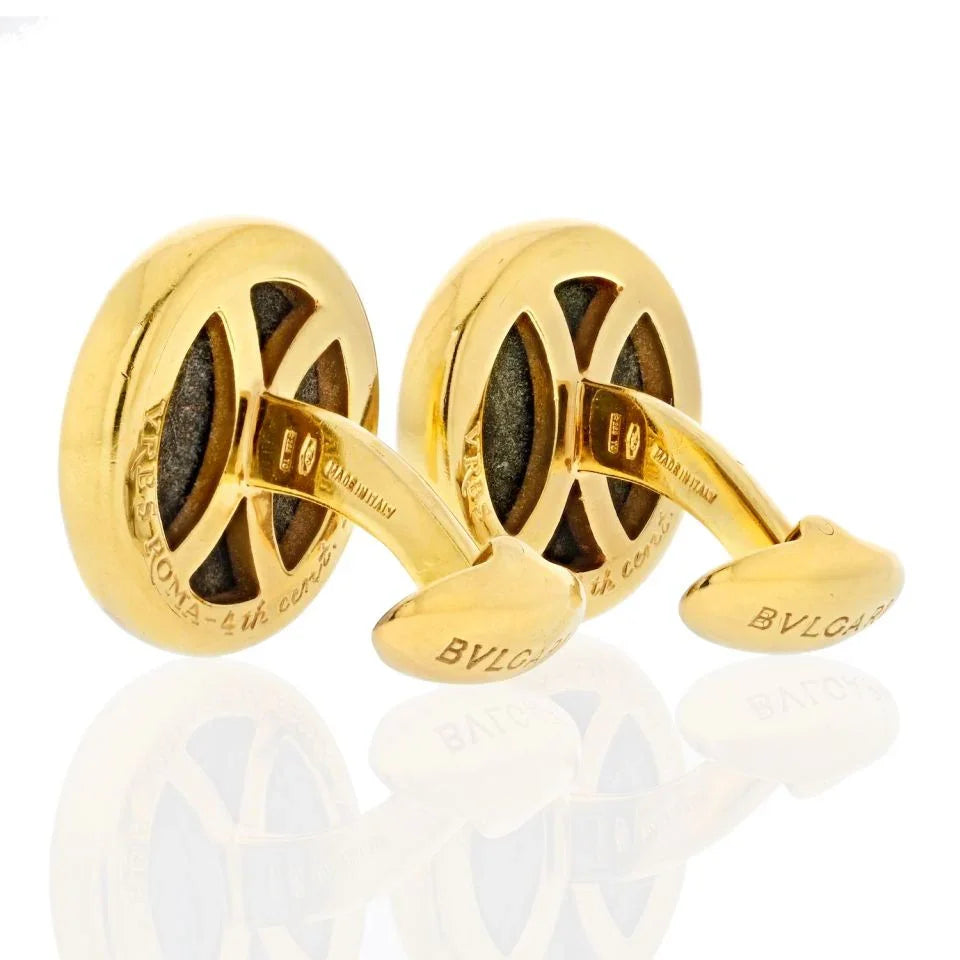 Bvlgari 18K Yellow Gold Coin Cuff Links - The Back Vault