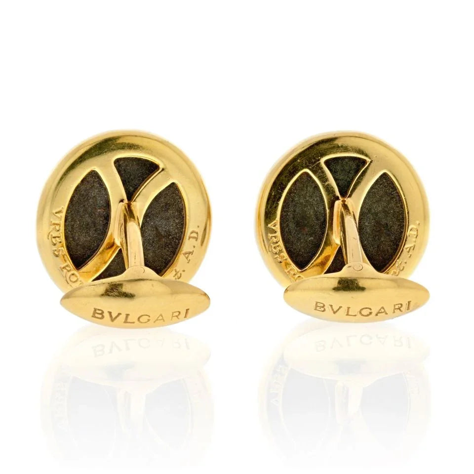 Bvlgari 18K Yellow Gold Coin Cuff Links - The Back Vault