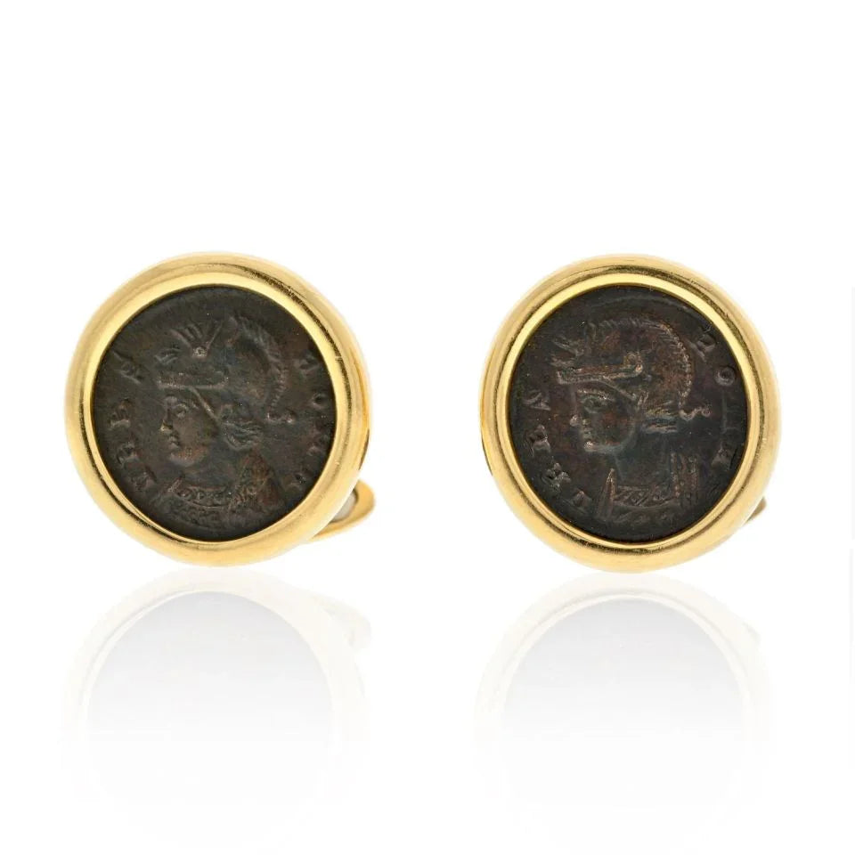 Bvlgari 18K Yellow Gold Coin Cuff Links - The Back Vault
