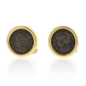 Bvlgari 18K Yellow Gold Coin Cuff Links