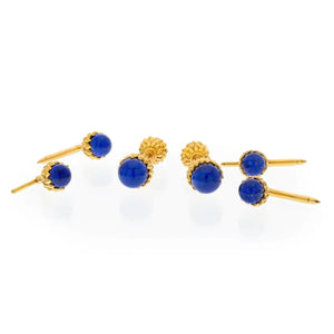 Tiffany & Co. Schlumberger 18K Yellow Gold Schlumberger Acorn Lapis Stud Set Cuff Links