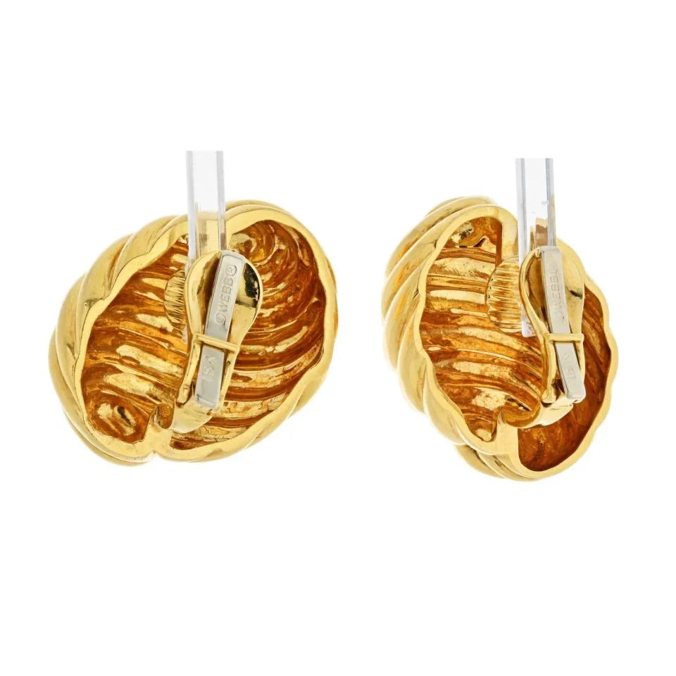 David Webb 18K Yellow Gold Fluted Swirl Earrings - The Back Vault