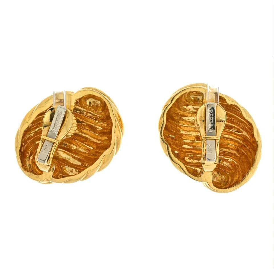 David Webb 18K Yellow Gold Fluted Swirl Earrings - The Back Vault