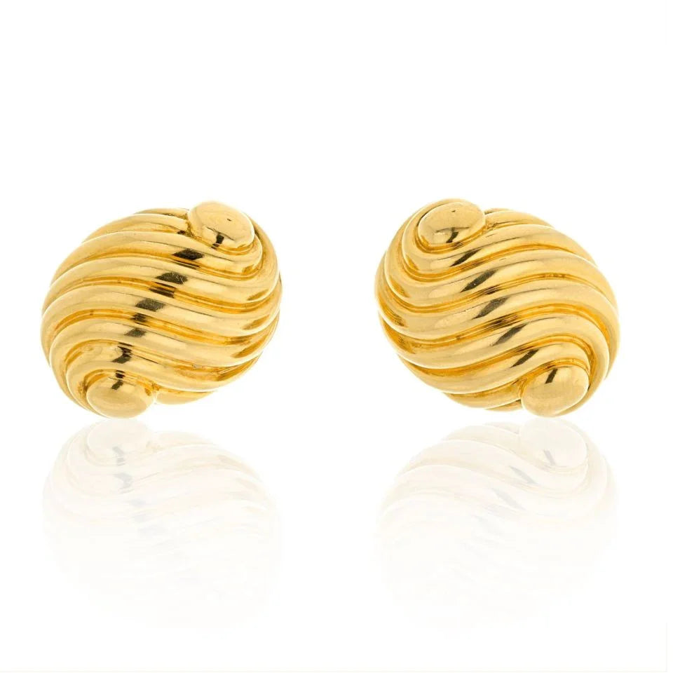 David Webb 18K Yellow Gold Fluted Swirl Earrings - The Back Vault