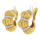 David Webb Platinum & 18K Yellow Gold Articulated Shrimp Tiered Diamond Clip On Earrings - The Back Vault
