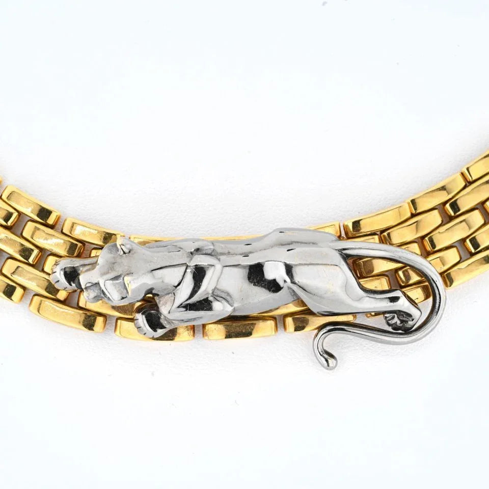 Cartier 18K Yellow Gold Maillon Hematite Panthere Necklace - The Back Vault