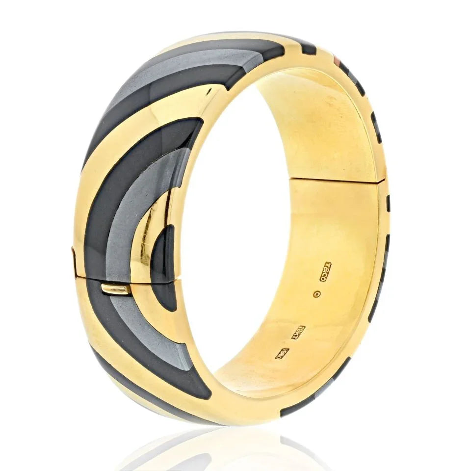 Tiffany & Co. 18K Yellow Gold Angela Cummings Inlay Bangle Bracelet - The Back Vault