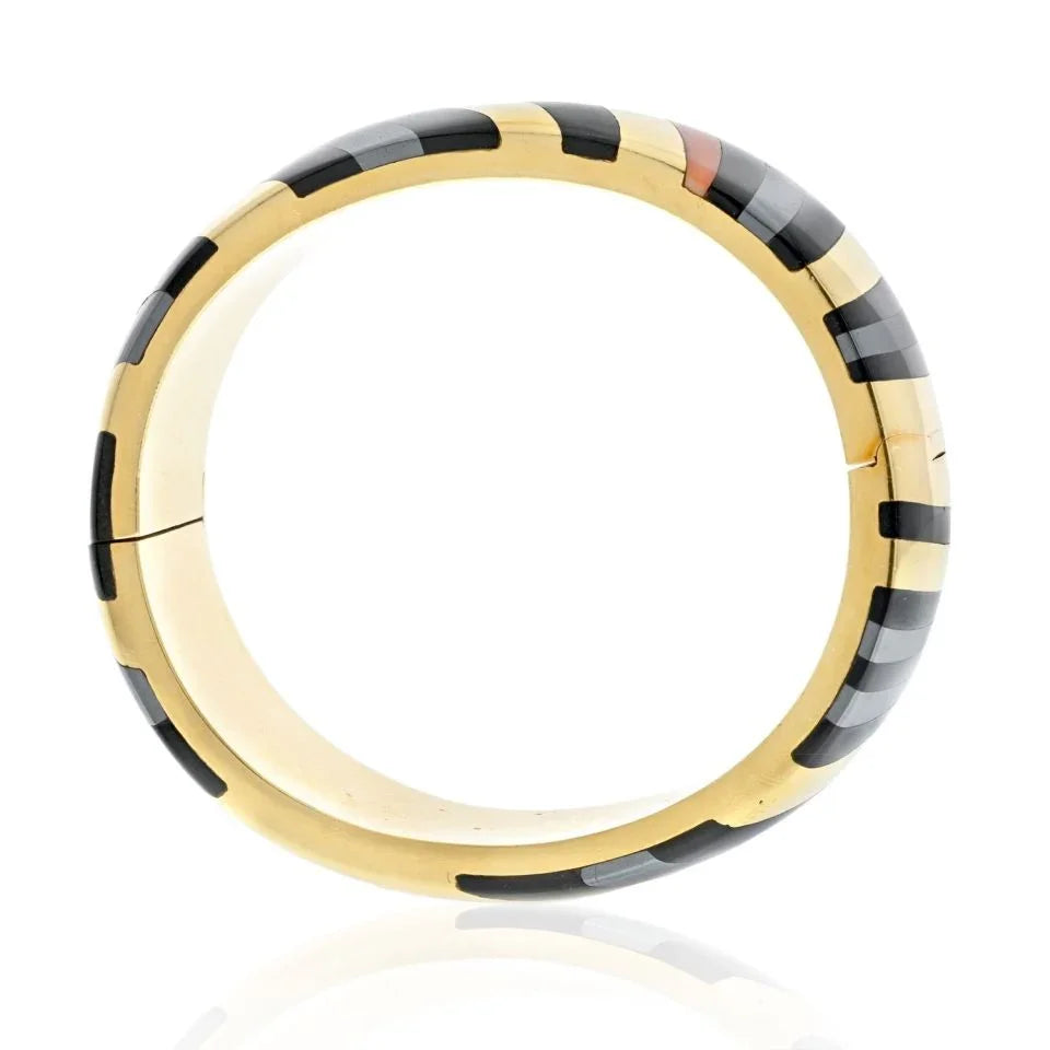 Tiffany & Co. 18K Yellow Gold Angela Cummings Inlay Bangle Bracelet - The Back Vault