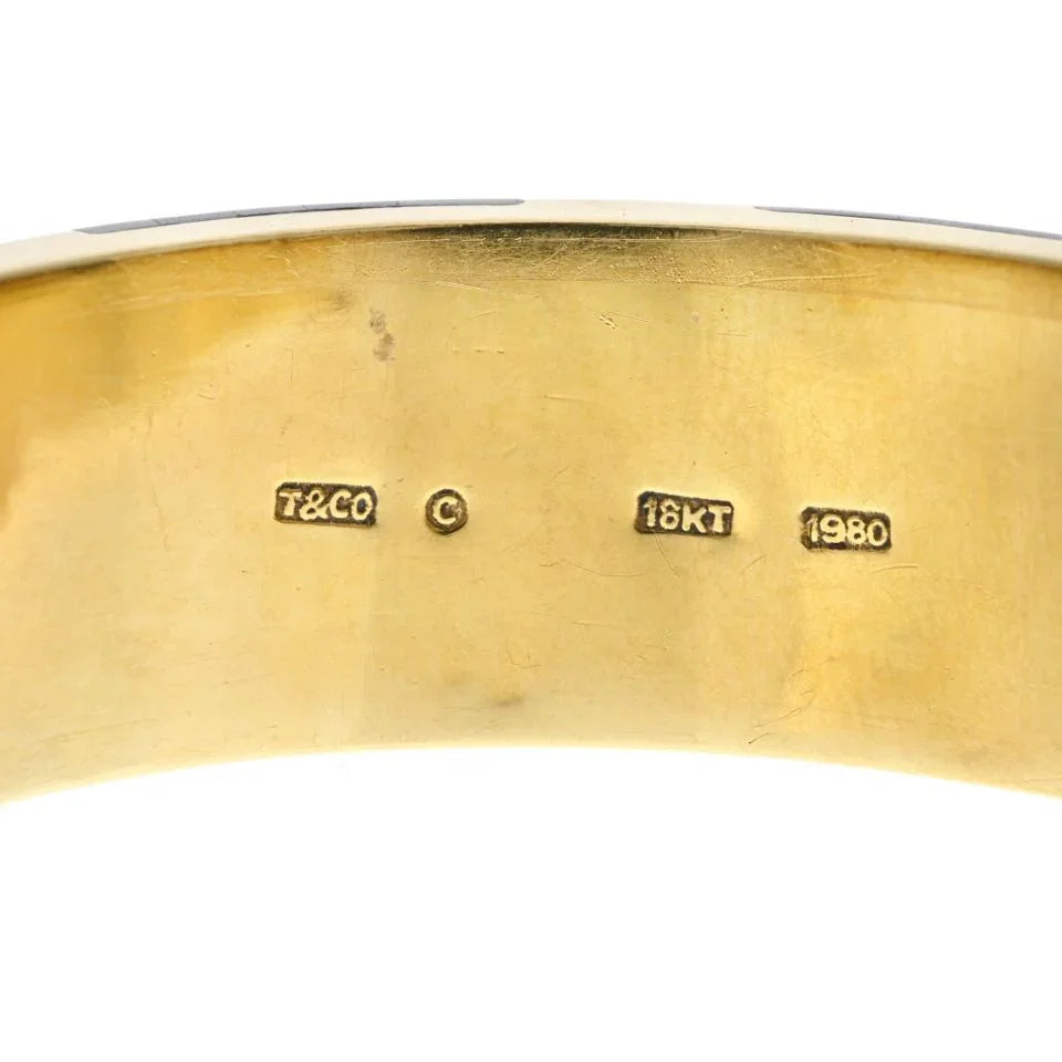 Tiffany & Co. 18K Yellow Gold Angela Cummings Inlay Bangle Bracelet - The Back Vault