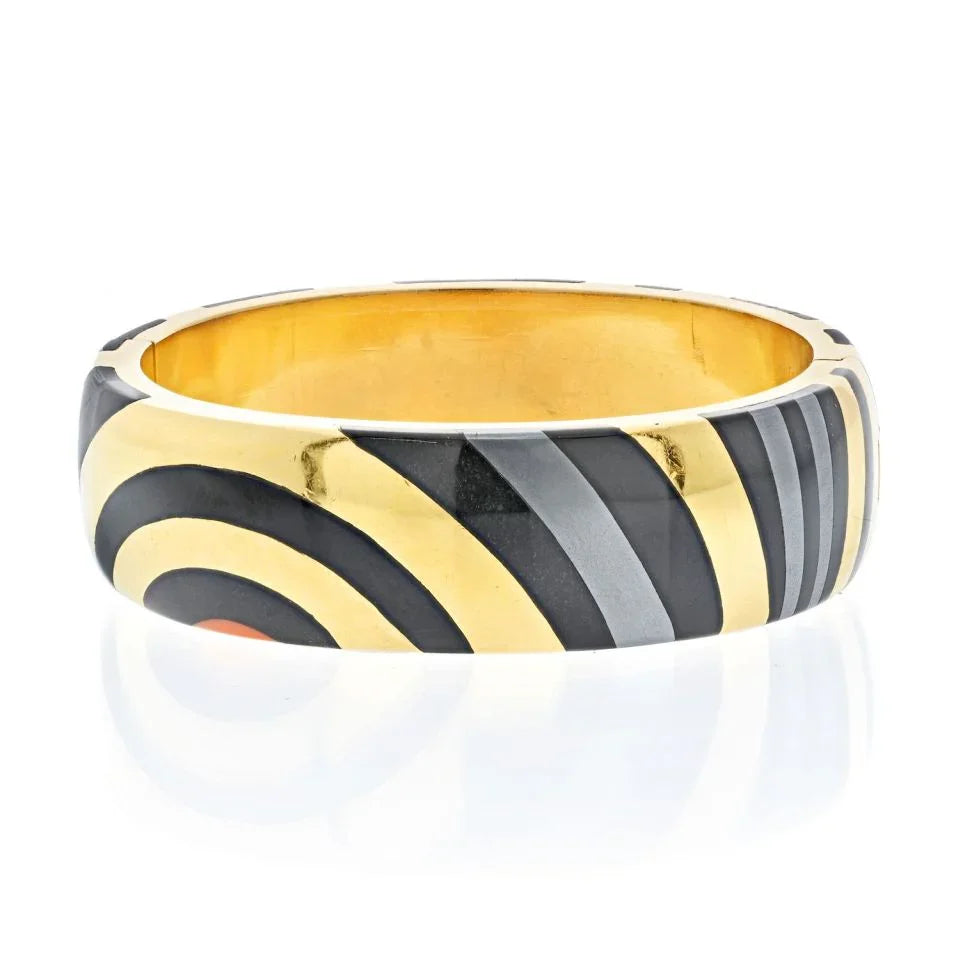 Tiffany & Co. 18K Yellow Gold Angela Cummings Inlay Bangle Bracelet - The Back Vault