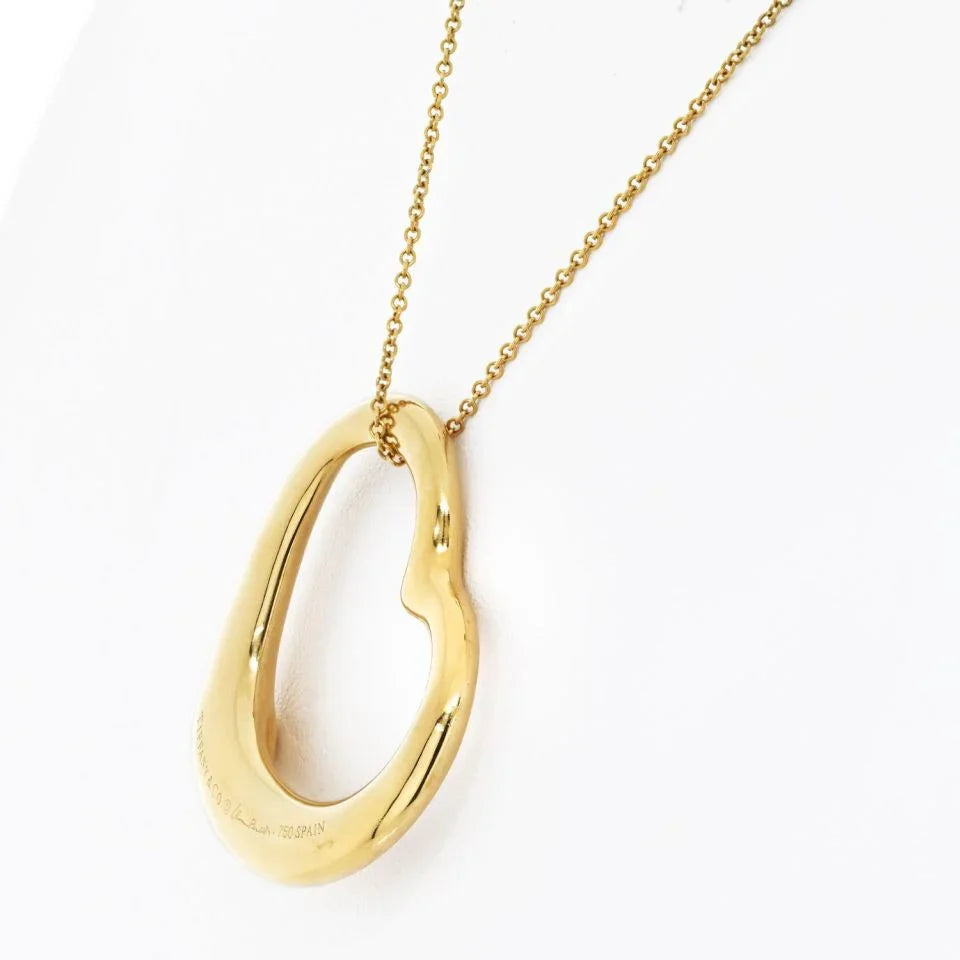 Tiffany & Co. 18K Yellow Gold Elsa Peretti Open Heart Pendant On A Chain Necklace - The Back Vault