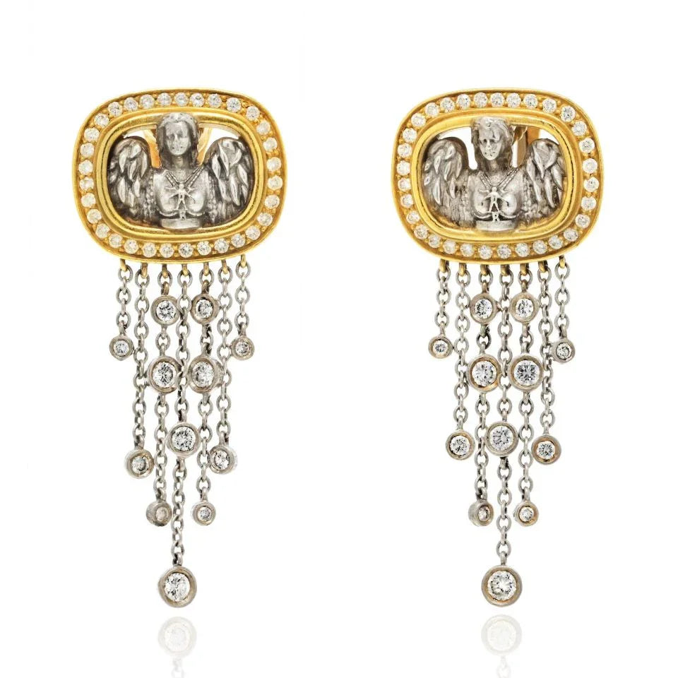 Kieselstein Cord 18K Yellow Gold 4.00cttw Angel In My Window Diamond Dangling Earrings - The Back Vault