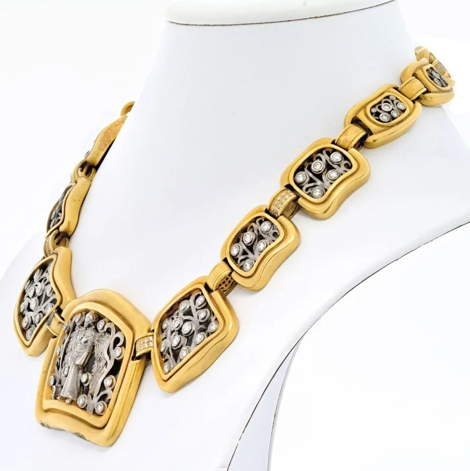 Kieselstein Cord Platinum & 18K Yellow Gold Angel In The Window Impressive Panel Necklace - The Back Vault