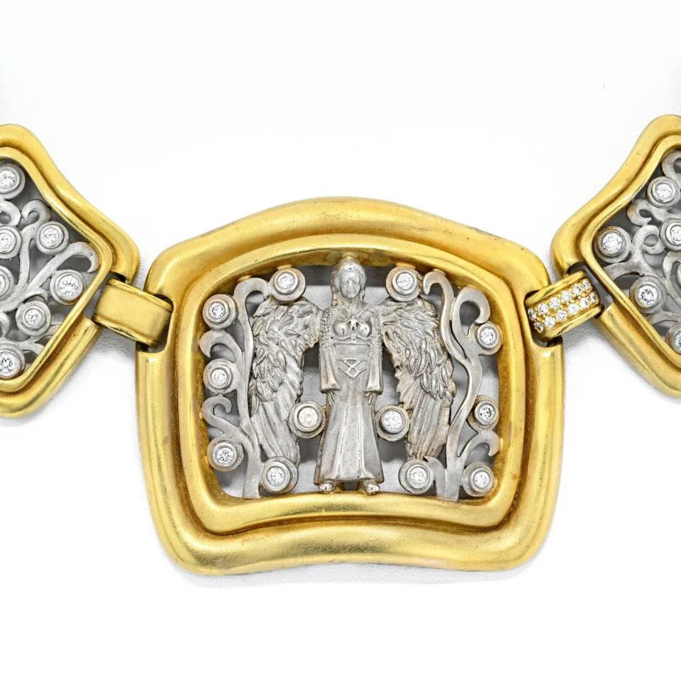 Kieselstein Cord Platinum & 18K Yellow Gold Angel In The Window Impressive Panel Necklace - The Back Vault