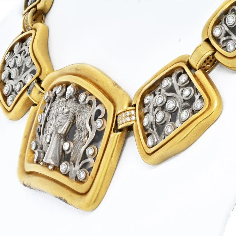 Kieselstein Cord Platinum & 18K Yellow Gold Angel In The Window Impressive Panel Necklace - The Back Vault