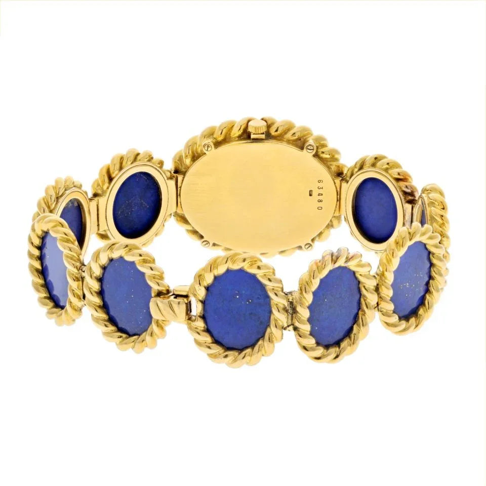 Audemars Piguet 18K Yellow Gold 1960's Blue Lapis Oval Link Women Wrist Watch - The Back Vault