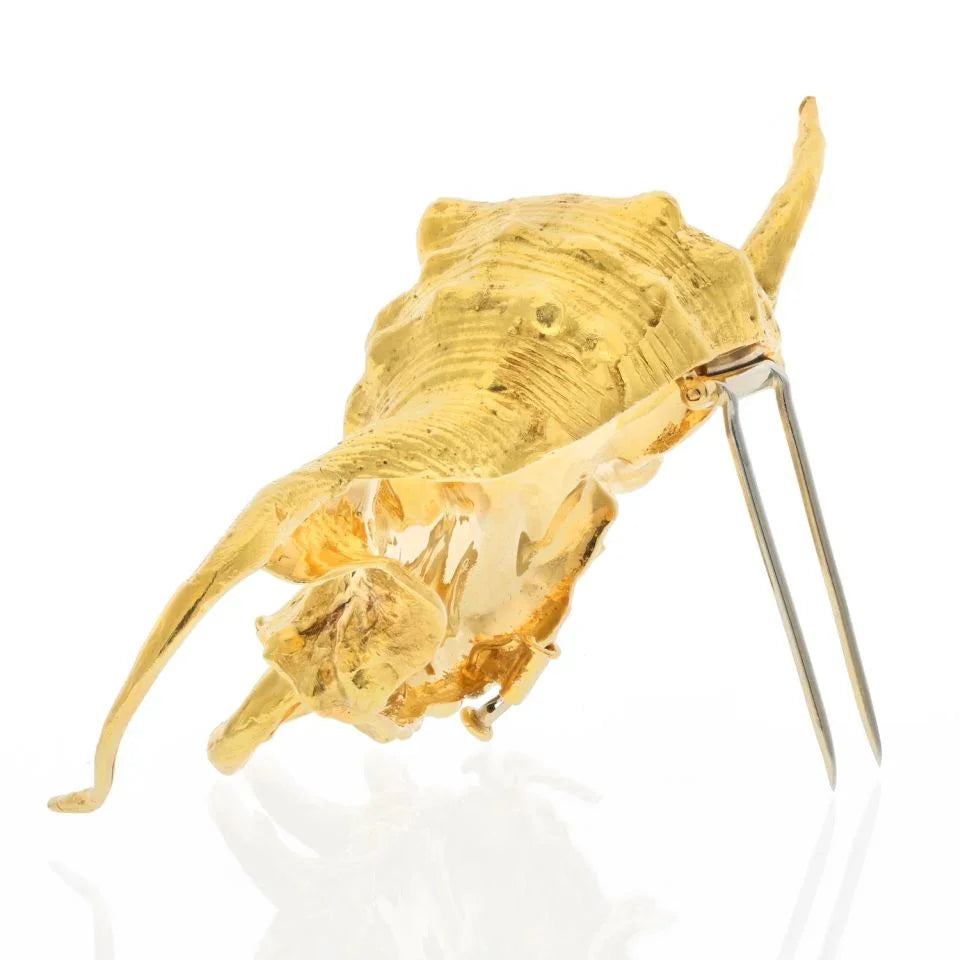 David Webb Platinum & 18K Yellow Gold Conch Brooch - The Back Vault