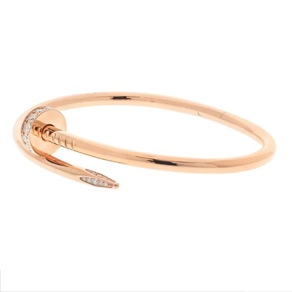 Cartier Juste Un Clou 18K Yellow Gold Juste Un Clou Diamond Nail Bangle SZ 17 Bracelet - The Back Vault