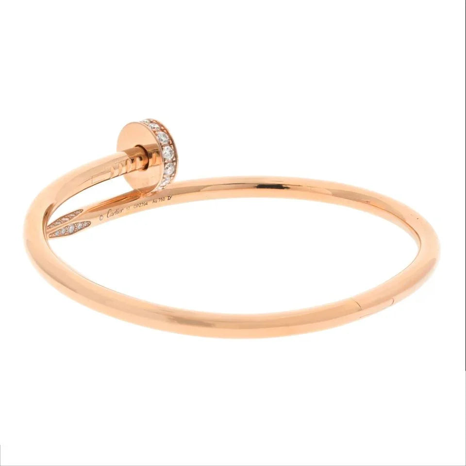 Cartier Juste Un Clou 18K Yellow Gold Juste Un Clou Diamond Nail Bangle SZ 17 Bracelet - The Back Vault