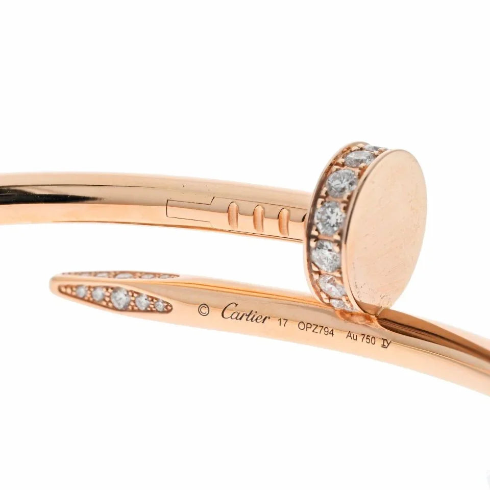 Cartier Juste Un Clou 18K Yellow Gold Juste Un Clou Diamond Nail Bangle SZ 17 Bracelet - The Back Vault