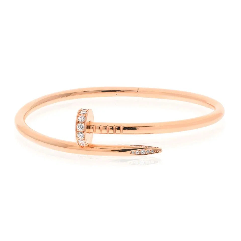 Cartier Juste Un Clou 18K Yellow Gold Juste Un Clou Diamond Nail Bangle SZ 17 Bracelet - The Back Vault