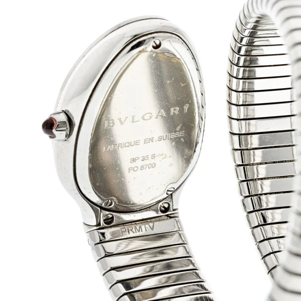 Bvlgari Stainless Steel Serpenti Tubogas White Dial Double Wrap Women Watch - The Back Vault