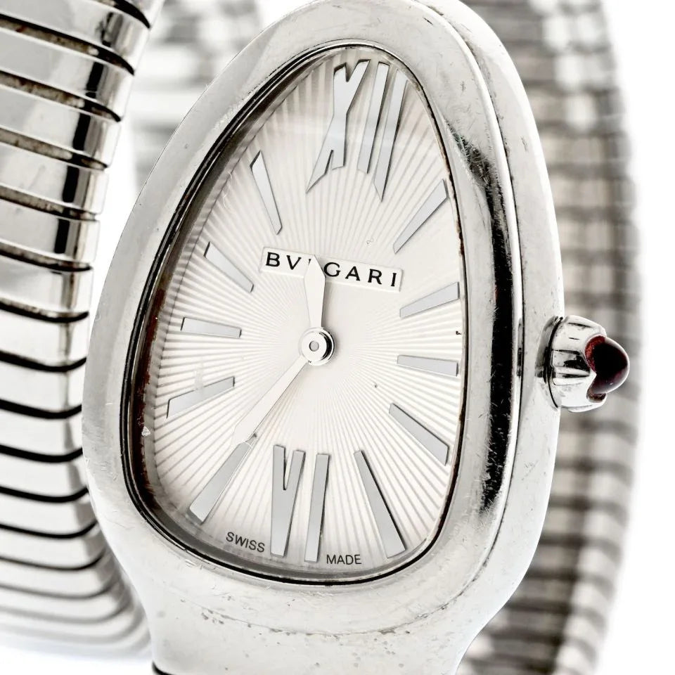 Bvlgari Stainless Steel Serpenti Tubogas White Dial Double Wrap Women Watch - The Back Vault