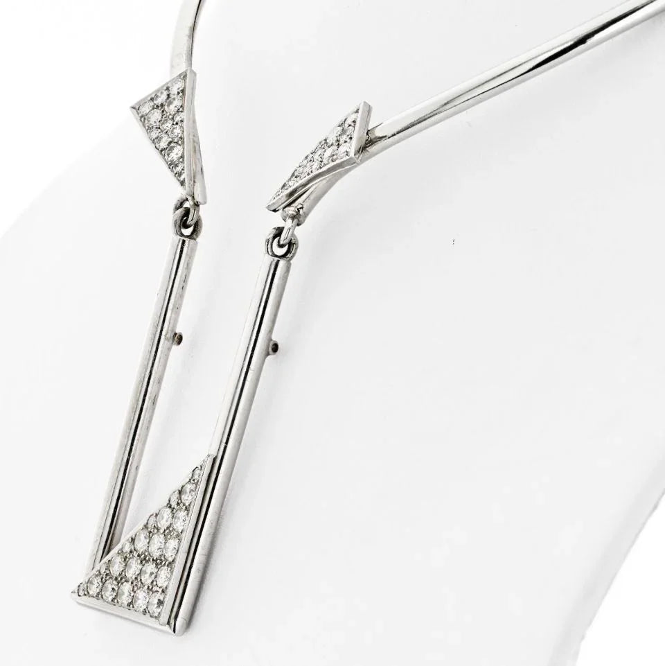 14K White Gold Geometrical Collar Necklace - The Back Vault