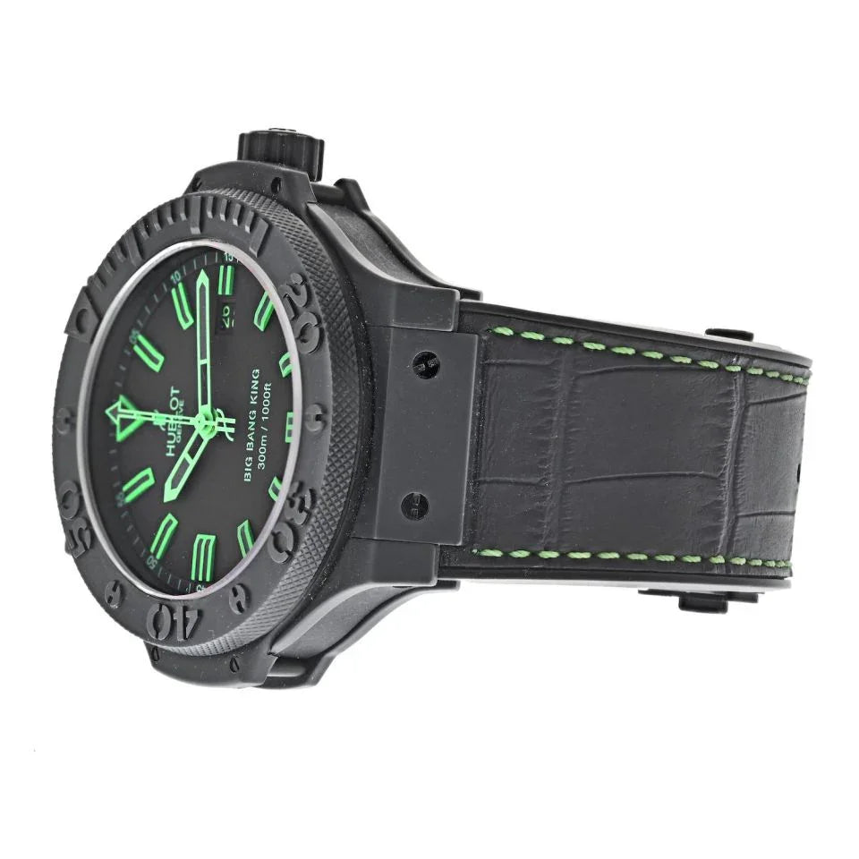 Hublot Big Bang King 48mm All Black Green Ceramic On Strap Men Watch - The Back Vault