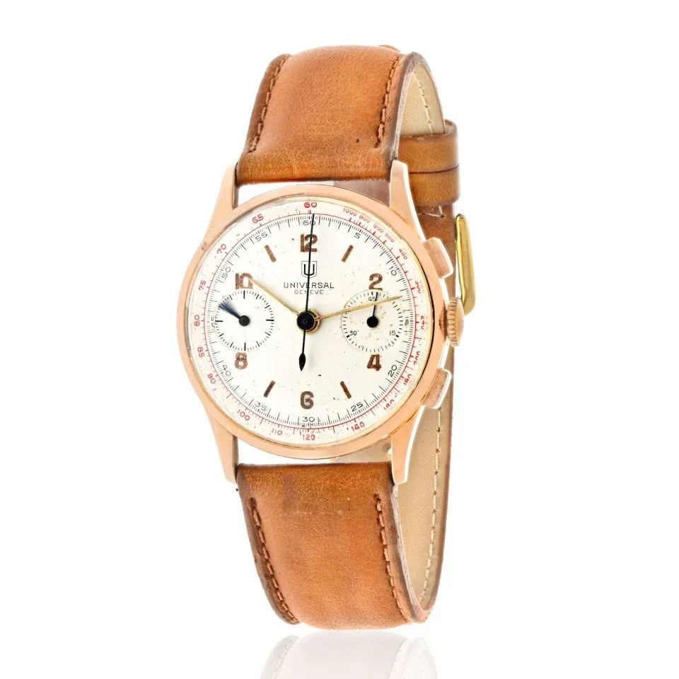 Universal Geneve Chronograph 18K Rose Gold 1940's Vintage Men's Watch - The Back Vault