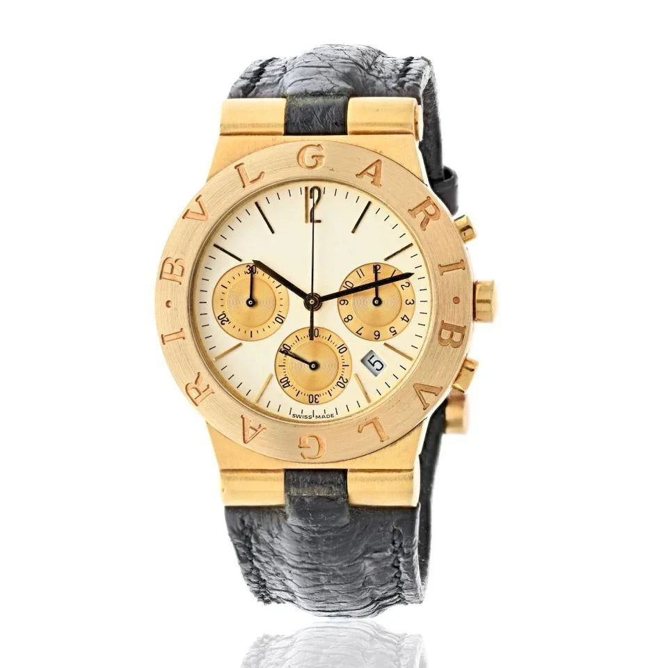 Bvlgari 18K Yellow Gold Diagono 35mm Chronograph Men Watch - The Back Vault